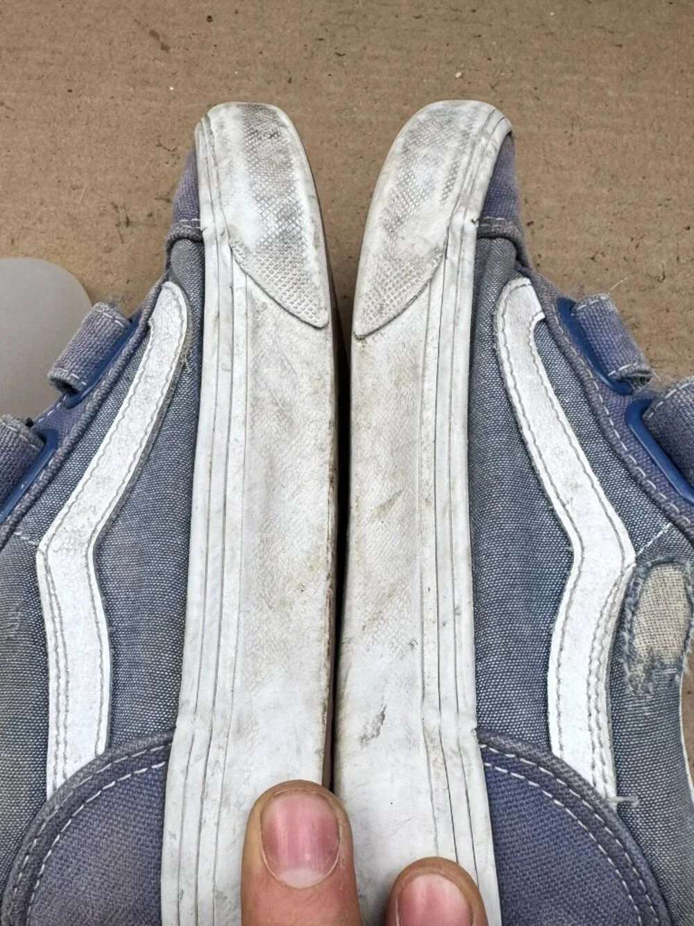 Kids' Vans Blue Canvas Hook and Loop Sneakers Size 12.5 Damage